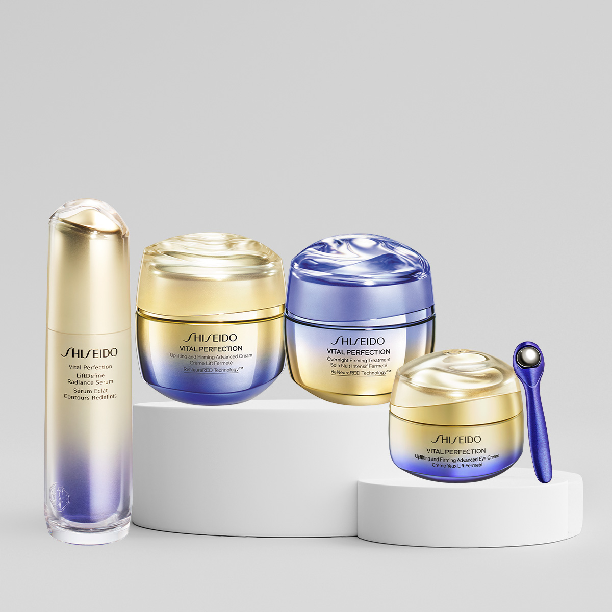 SHISEIDO - VITAL PERFECTION ADVANCED YOUTHFUL ESSENTIALS SET - Retinol İçeren Göz Kremi & Yüz & Boyun Sıkılaştıran Serum, Sıkılaştırıcı Etkili Gündüz ve Gece Kremi Seti